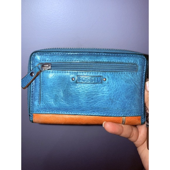 Fossil Birdhouse Wallet Teal Green Snap Button Credit Cards Bill Coins ID L - Picture 5 of 7